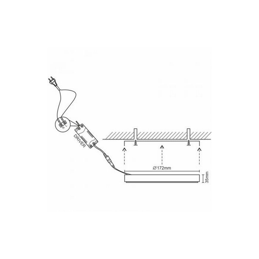 Plafón LED LED/12W/230V 4000K diá. 17,2 cm