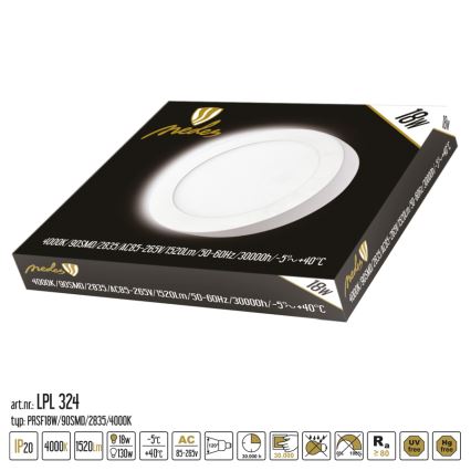 Plafón LED LED/18W/230V 4000K diá. 22,5 cm