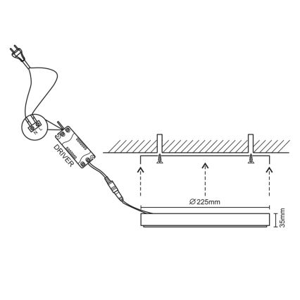 Plafón LED LED/18W/230V 4000K diá. 22,5 cm