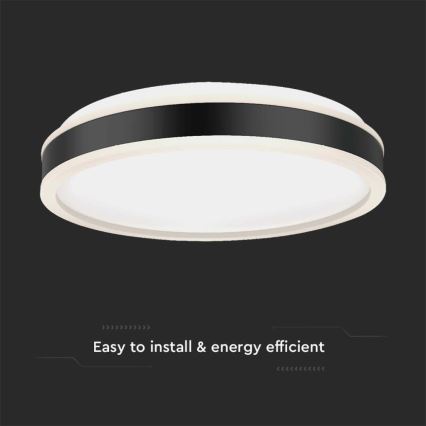 Plafón LED LED/18W/230V 4000K negro