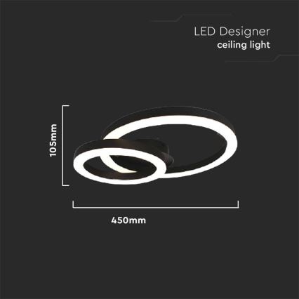 Plafón LED LED/20W/230V 3000K negro