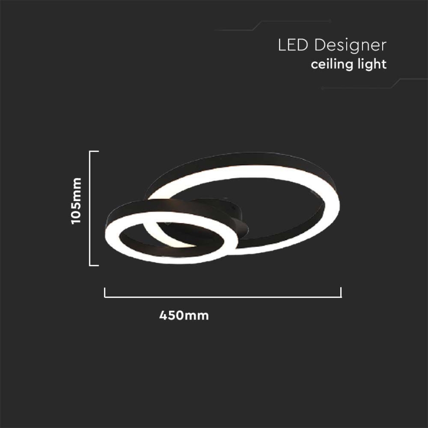Plafón LED LED/20W/230V 3000K negro