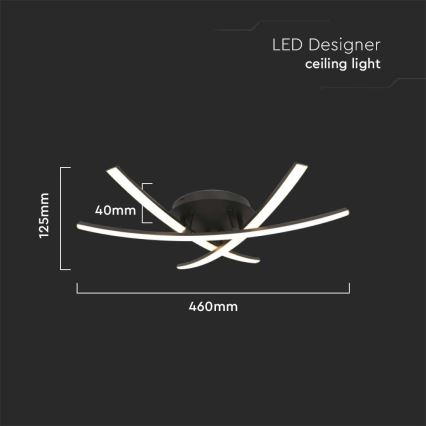Plafón LED LED/20W/230V 3000K negro