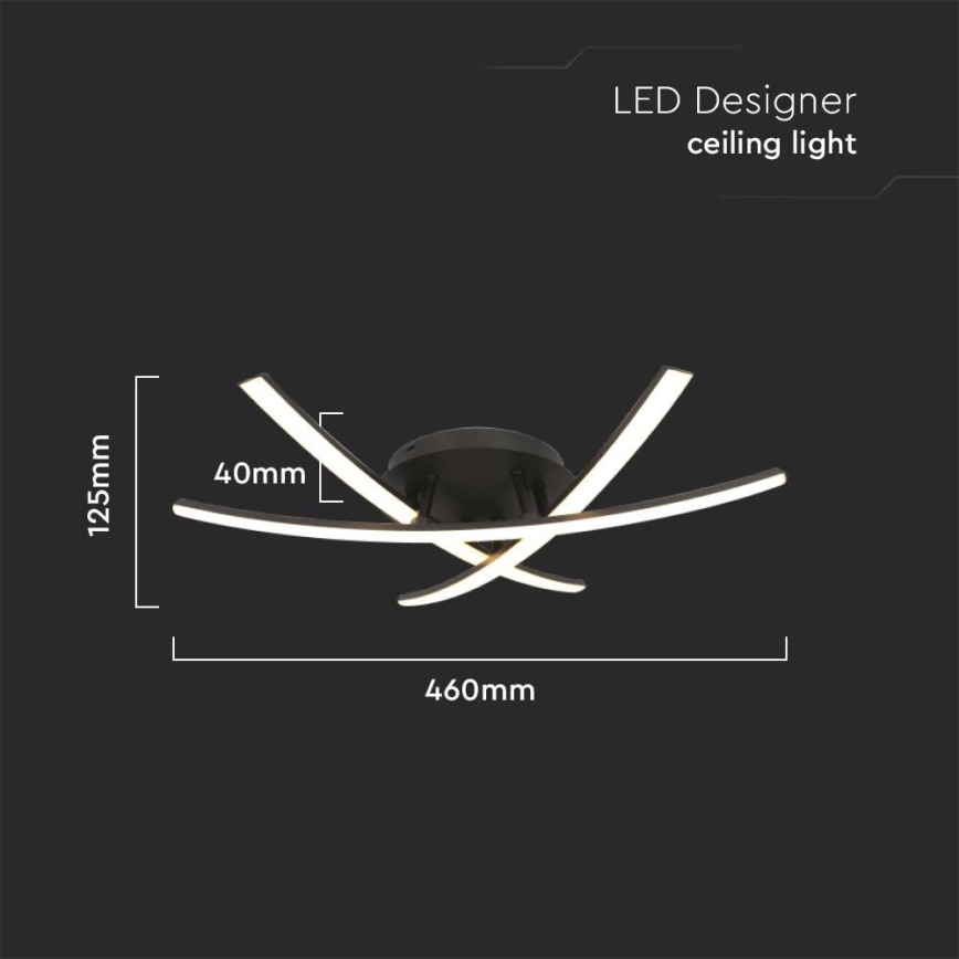 Plafón LED LED/20W/230V 3000K negro