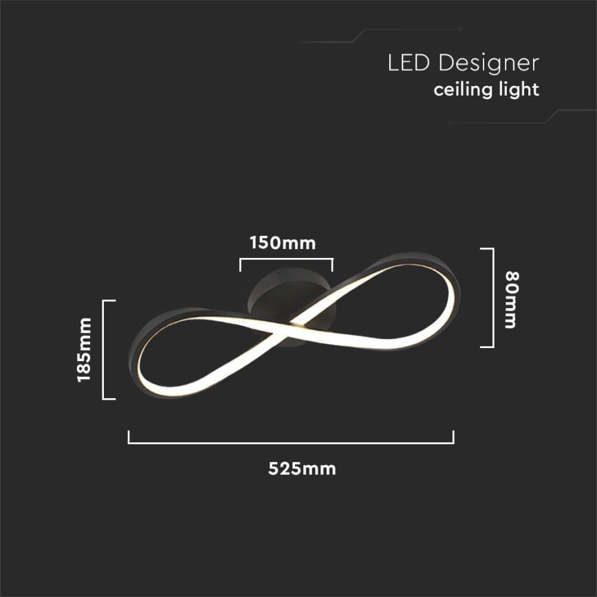 Plafón LED LED/24W/230V 3000K negro