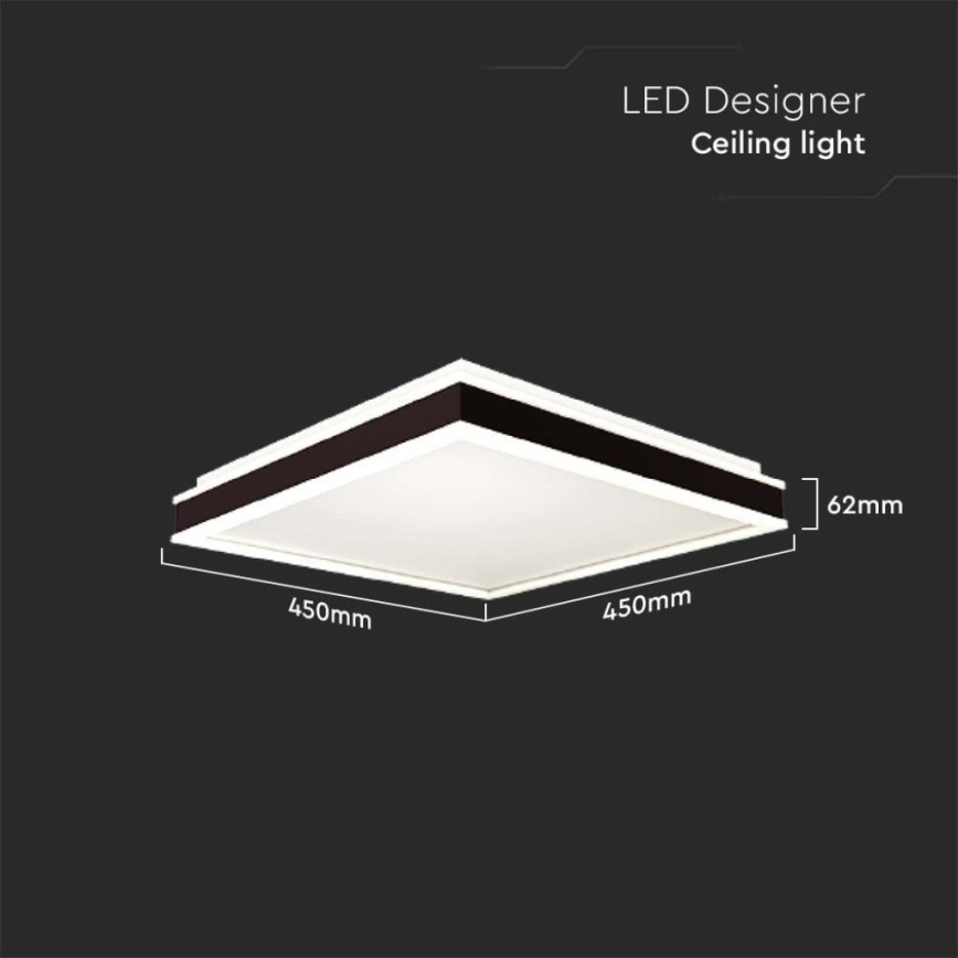Plafón LED LED/24W/230V 4000K 45x45 cm negro
