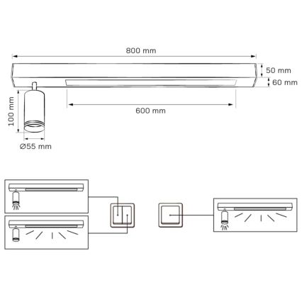 Plafón LED PARÍS LED/24W/230V + 1xGU10/10W negro
