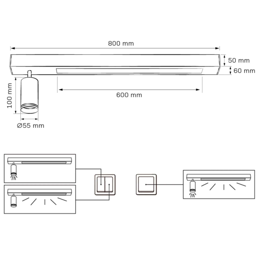 Plafón LED PARÍS LED/24W/230V + 1xGU10/10W negro