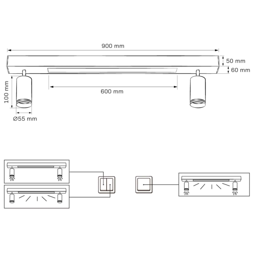Plafón LED PARÍS LED/24W/230V + 2xGU10/10W negro
