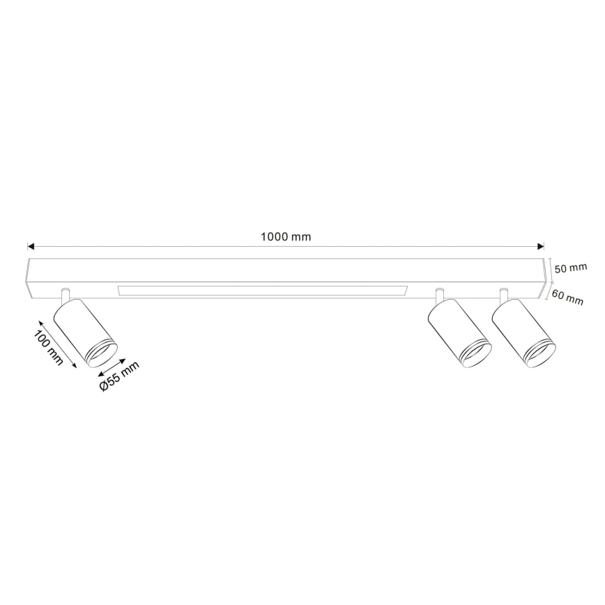 Plafón LED PARÍS LED/24W/230V + 3xGU10/10W negro
