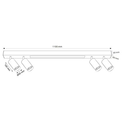 Plafón LED PARÍS LED/24W/230V + 4xGU10/10W negro