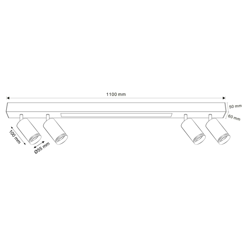 Plafón LED PARÍS LED/24W/230V + 4xGU10/10W negro