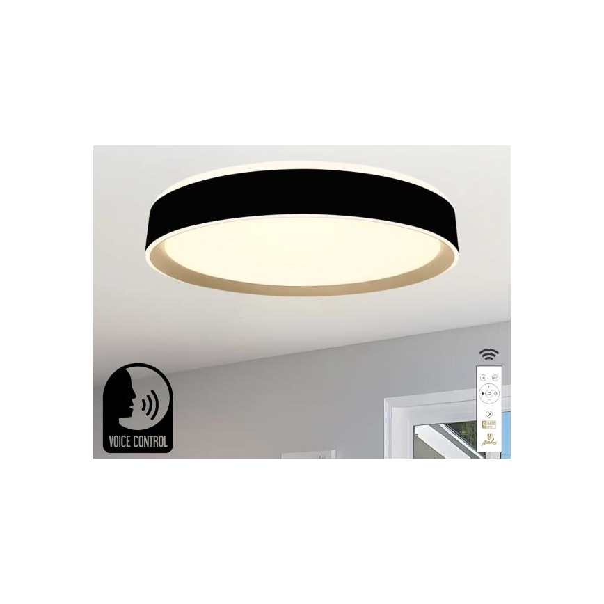Plafón LED regulable con control por voz OPAL LED/48W/230V 2700-6500K negro + control remoto