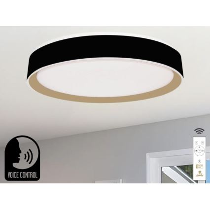 Plafón LED regulable con control por voz OPAL LED/48W/230V 2700-6500K negro + control remoto