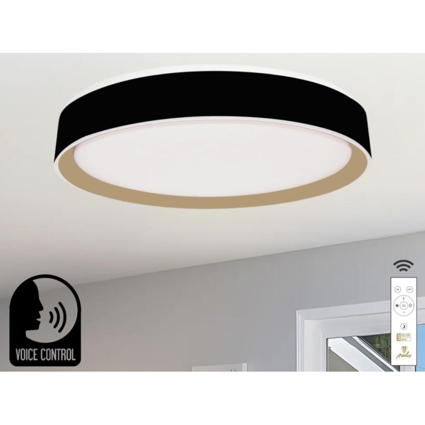 Plafón LED regulable con control por voz OPAL LED/48W/230V 2700-6500K negro + control remoto