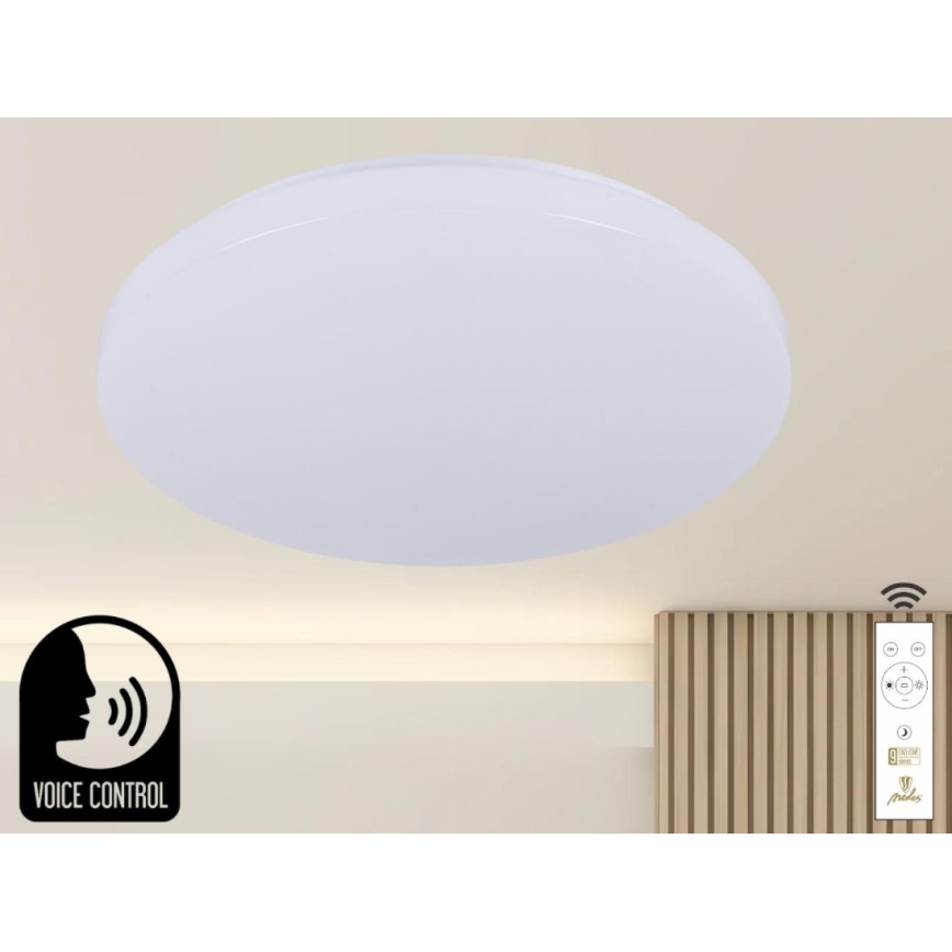 Plafón LED regulable con control por voz OPAL LED/48W/230V 2700-6500K blanco + control remoto