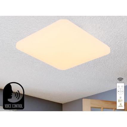 Plafón LED regulable con control por voz OPAL LED/48W/230V 2700-6500K blanco + control remoto
