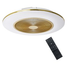 Plafón LED regulable con ventilador ARIA LED/38W/230V 3000-6000K dorado + mando a distancia