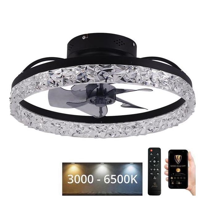 Plafón LED regulable con ventilador LED/35W/230V 3000-6500K negro + control remoto