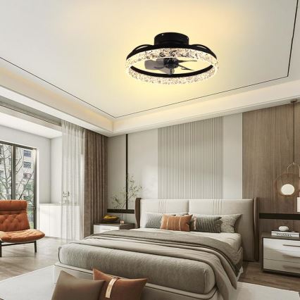 Plafón LED regulable con ventilador LED/35W/230V 3000-6500K negro + control remoto