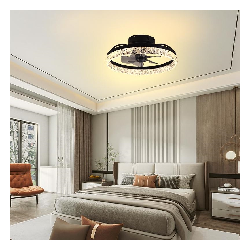 Plafón LED regulable con ventilador LED/35W/230V 3000-6500K negro + control remoto