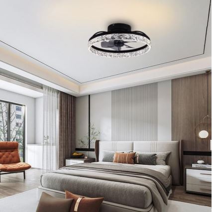 Plafón LED regulable con ventilador LED/35W/230V 3000-6500K negro + control remoto
