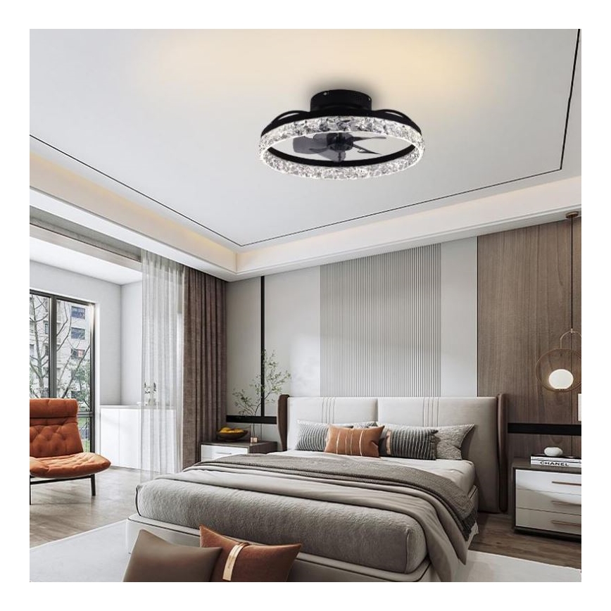 Plafón LED regulable con ventilador LED/35W/230V 3000-6500K negro + control remoto