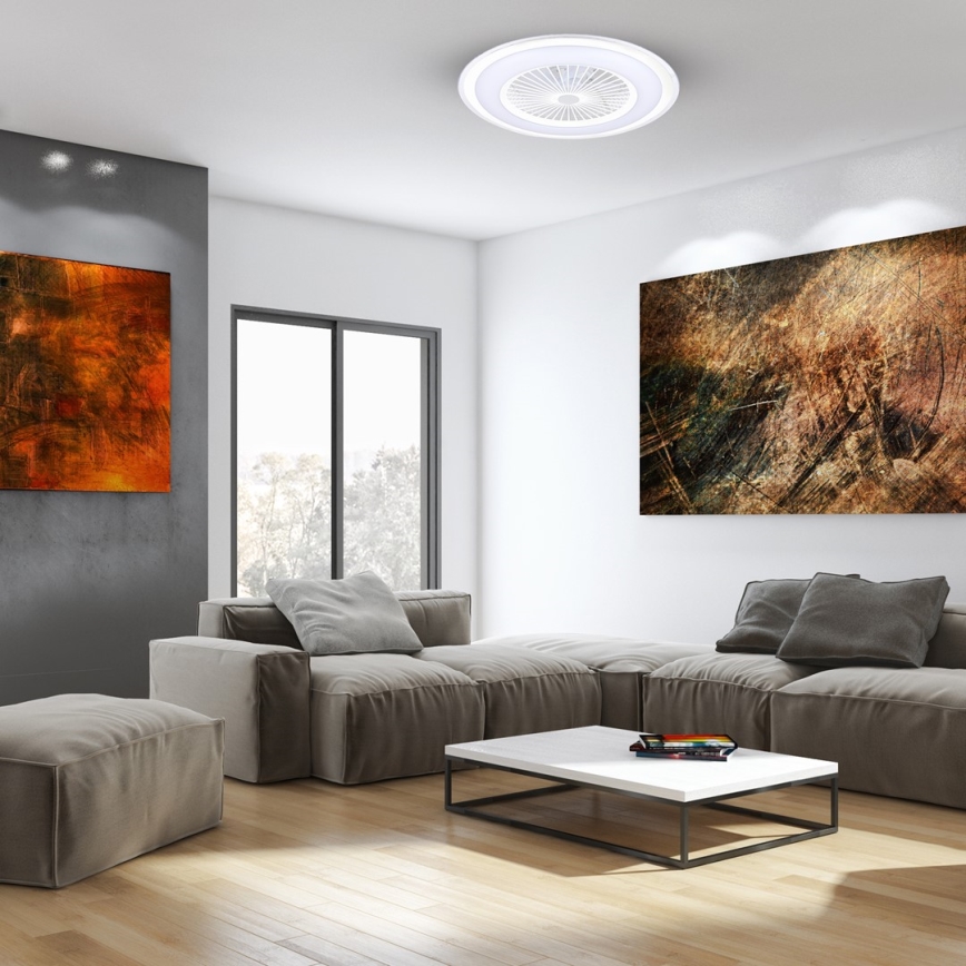 Plafón LED regulable con ventilador ZONDA LED/48W/230V 3000-6000K blanco + control remoto