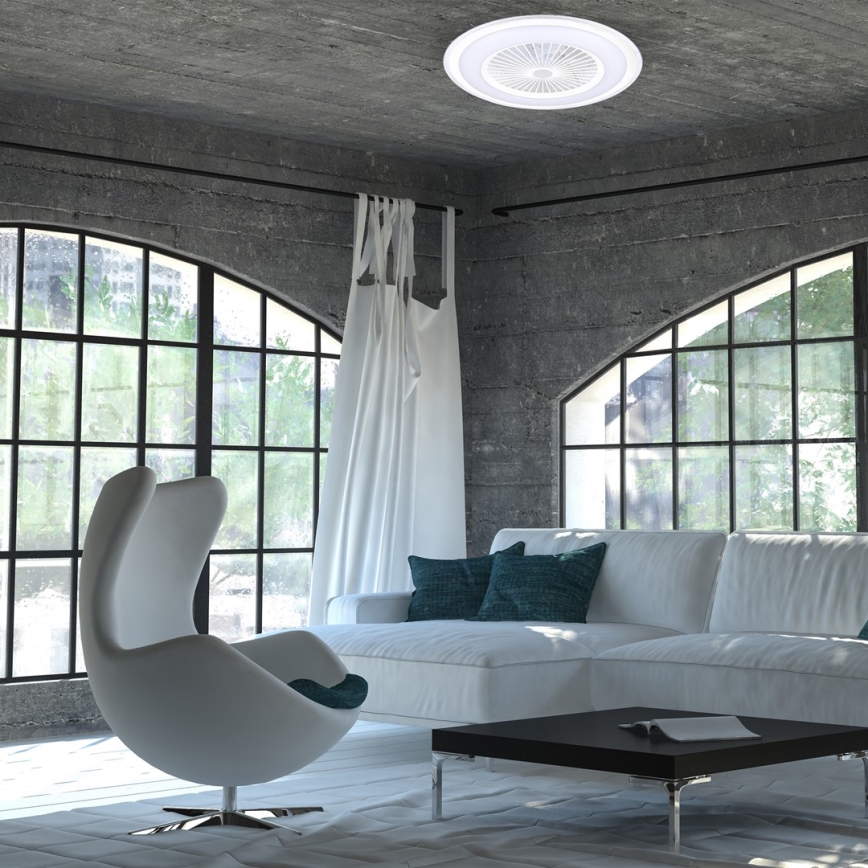 Plafón LED regulable con ventilador ZONDA LED/48W/230V 3000-6000K blanco + control remoto