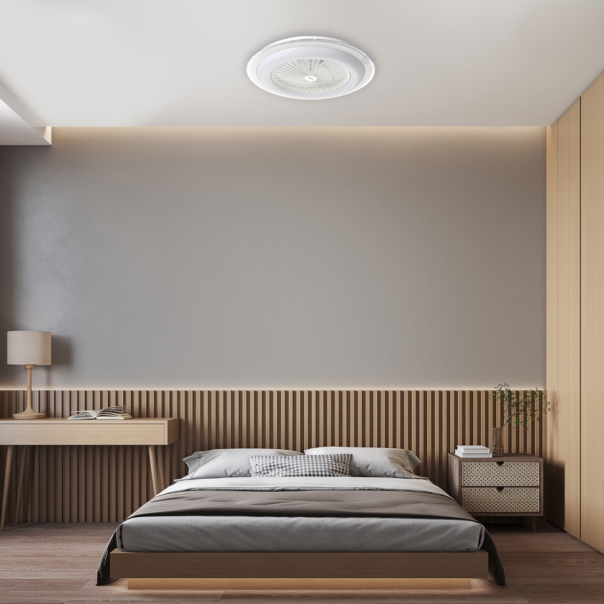 Plafón LED regulable con ventilador ZONDA LED/48W/230V 3000-6000K blanco + control remoto