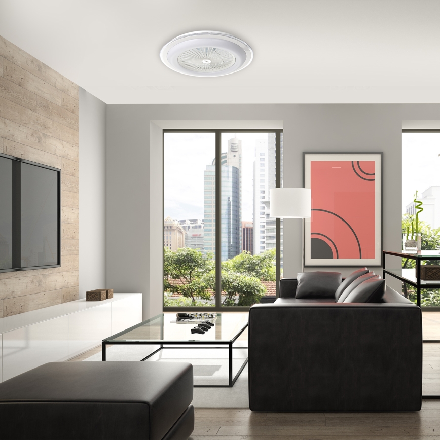 Plafón LED regulable con ventilador ZONDA LED/48W/230V 3000-6000K blanco + control remoto