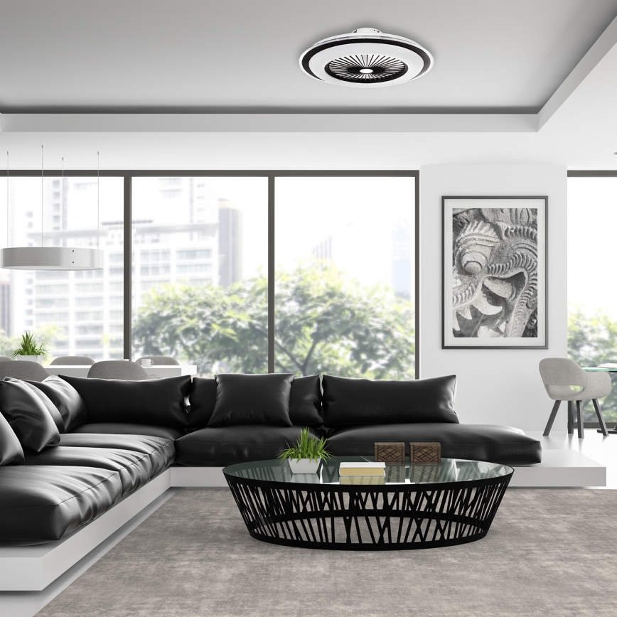 Plafón LED regulable con ventilador ZONDA LED/48W/230V 3000-6000K negro + control remoto