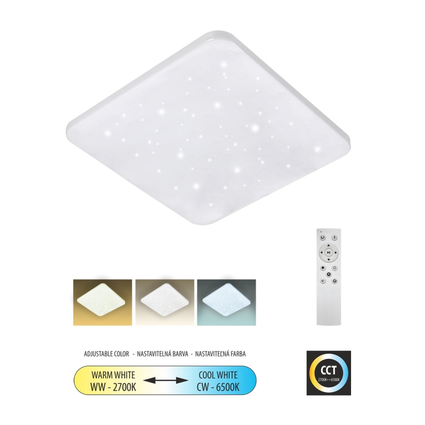 Plafón LED regulable FLORA LED/36W/230V 2700-6500K 43x43 cm + control remoto