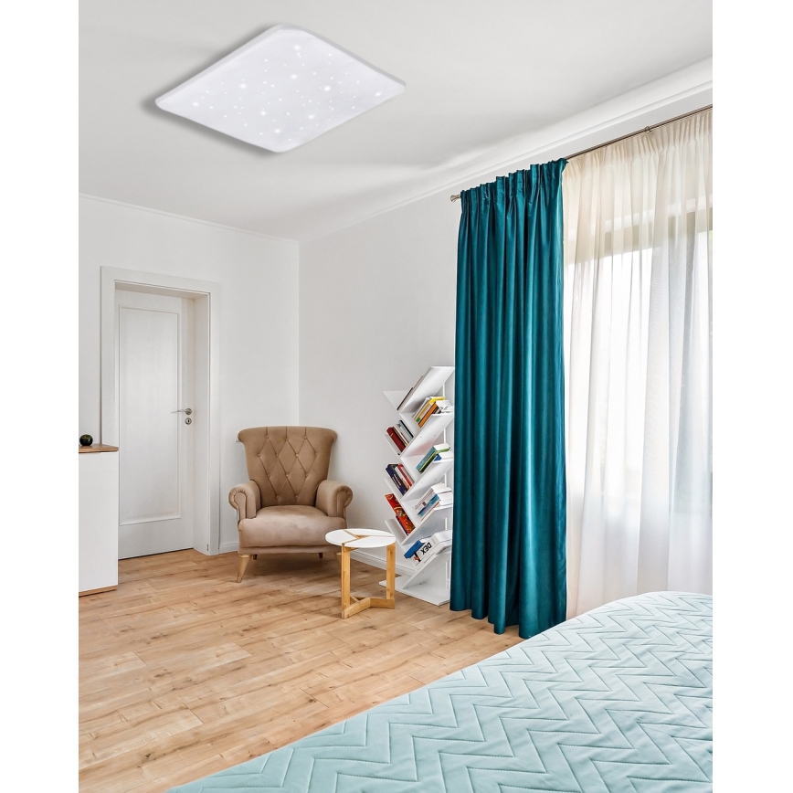 Plafón LED regulable FLORA LED/60W/230V 2700-6500K 53x53 cm + control remoto