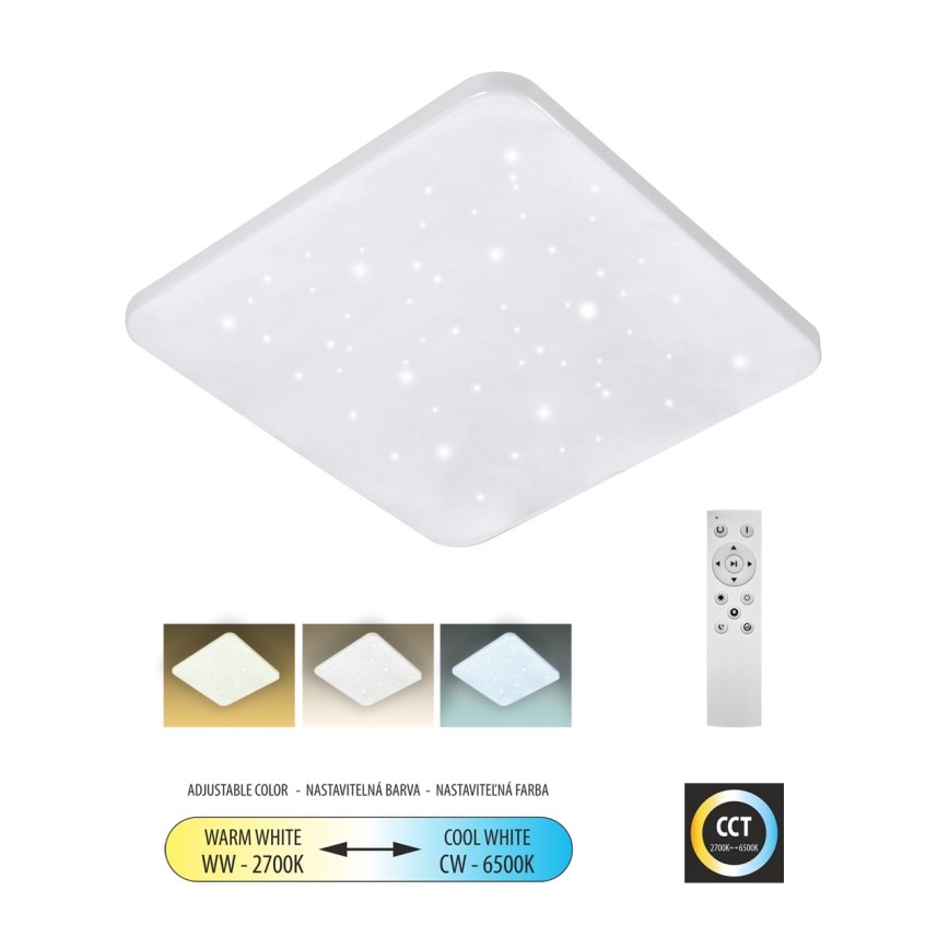 Plafón LED regulable FLORA LED/60W/230V 2700-6500K 53x53 cm + control remoto