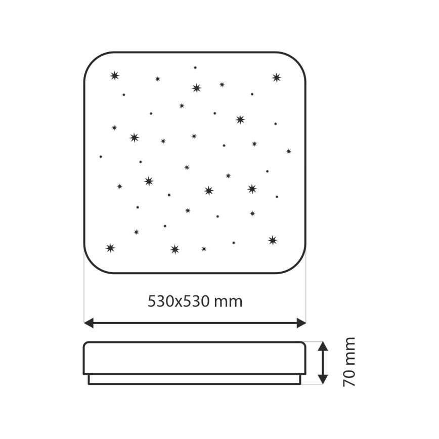 Plafón LED regulable FLORA LED/60W/230V 2700-6500K 53x53 cm + control remoto