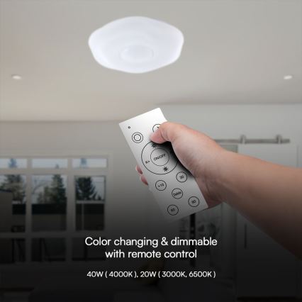 Plafón LED regulable LED/40W/230V 3000-6500K 40 cm blanco + control remoto