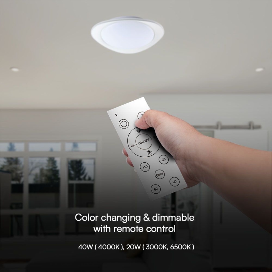 Plafón LED regulable LED/40W/230V 3000-6500K 45 cm blanco + control remoto
