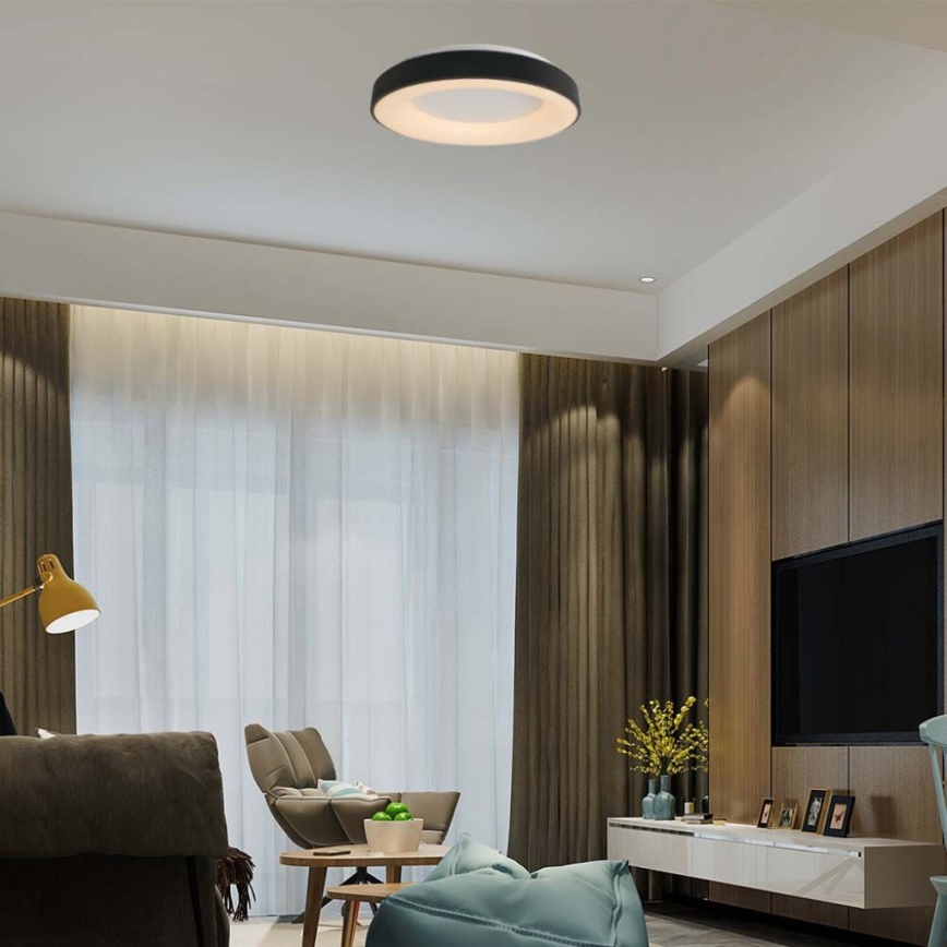 Plafón LED regulable LED/49W/230V 3000K diá. 60 cm negro