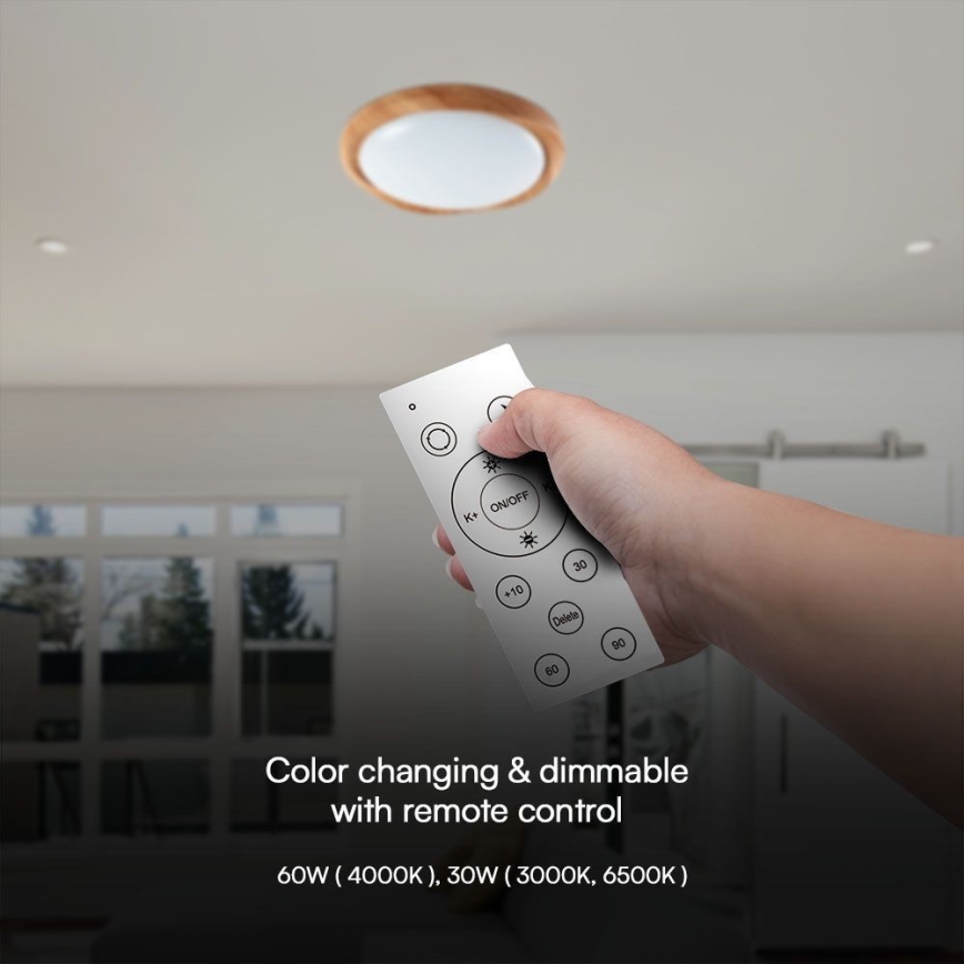 Plafón LED regulable LED/60W/230V 3000-6500K + control remoto