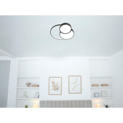 Plafón LED regulable LED/60W/230V 3000-6500K negro + control remoto