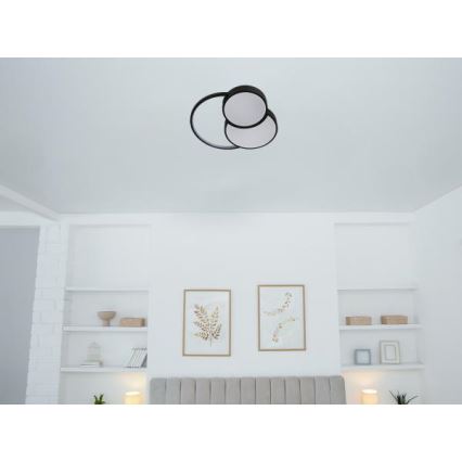 Plafón LED regulable LED/60W/230V 3000-6500K negro + control remoto