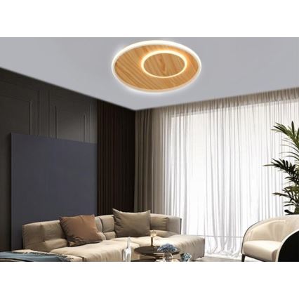 Plafón LED regulable LED/65W/230V 3000-6500K marrón + control remoto