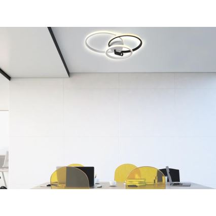 Plafón LED regulable LED/70W/230V 3000-6500K blanco/negro + control remoto