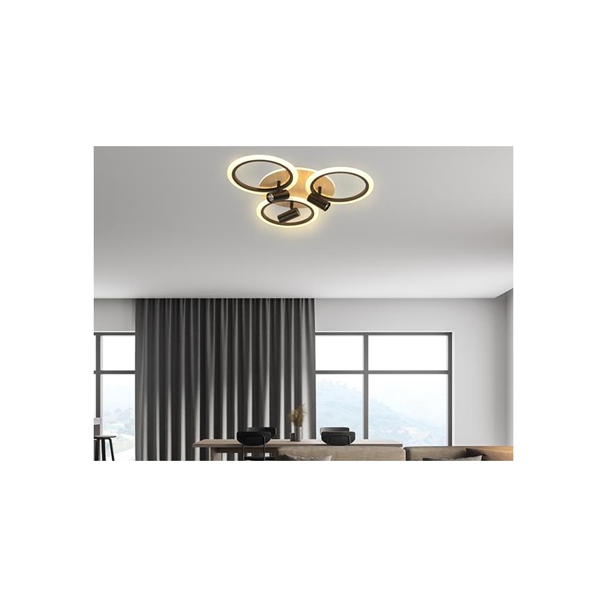 Plafón LED regulable LED/70W/230V 3000-6500K negro/marrón + control remoto