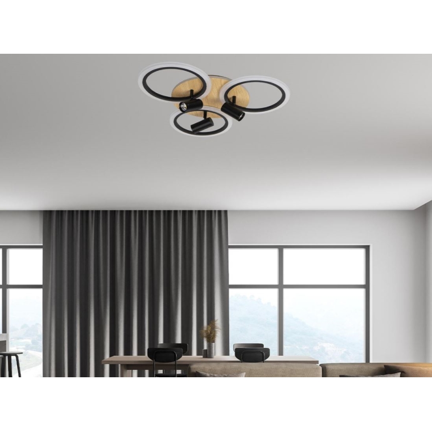 Plafón LED regulable LED/70W/230V 3000-6500K negro/marrón + control remoto
