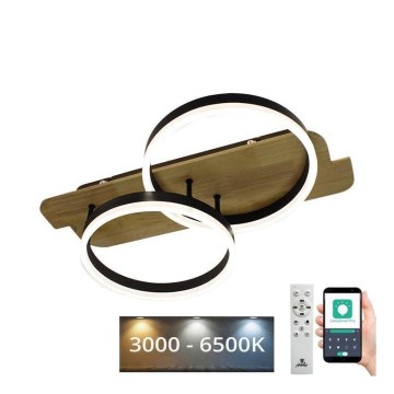 Plafón LED regulable LED/70W/230V 3000-6500K roble + control remoto