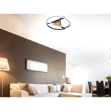 Plafón LED regulable LED/75W/230V 3000-6500K marrón/negro + control remoto
