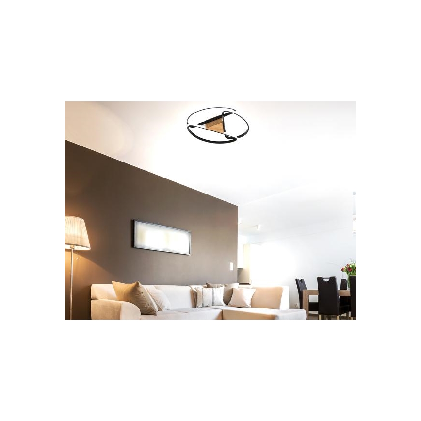 Plafón LED regulable LED/75W/230V 3000-6500K marrón/negro + control remoto