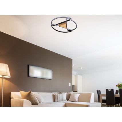 Plafón LED regulable LED/75W/230V 3000-6500K marrón/negro + control remoto